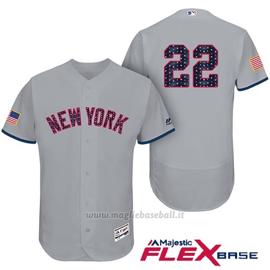 Maglia Baseball Uomo New York Yankees 2017 Estrellas y Rayas Jacoby Ellsbury Grigio Flex Base